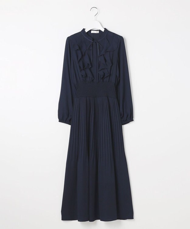 Feroux ウエストシャーリングラッフル ワンピース ネイビー系