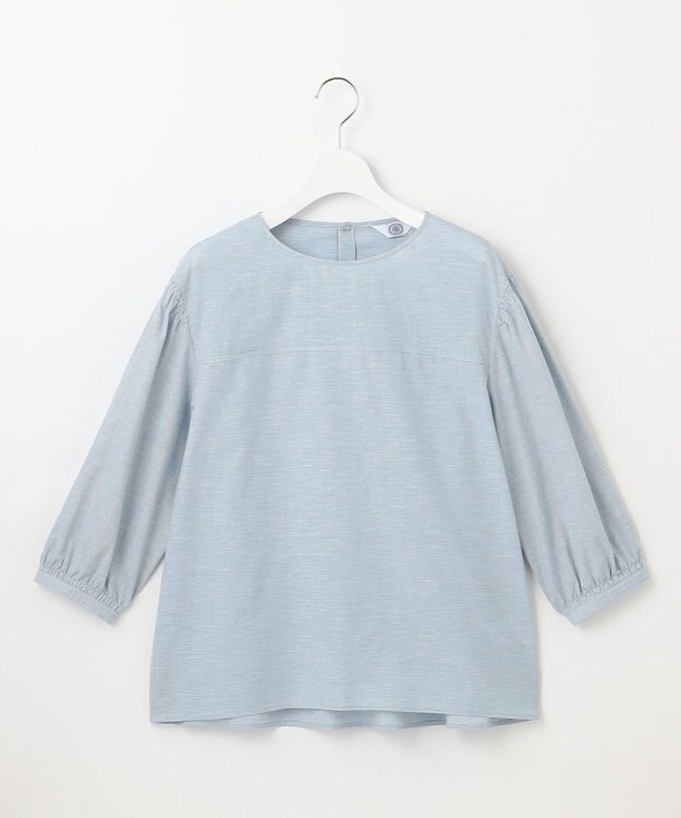 J.PRESS LADIES L 【洗える】BEZピンチェック ボリュームスリーブ ブラウス ダルブルー系3