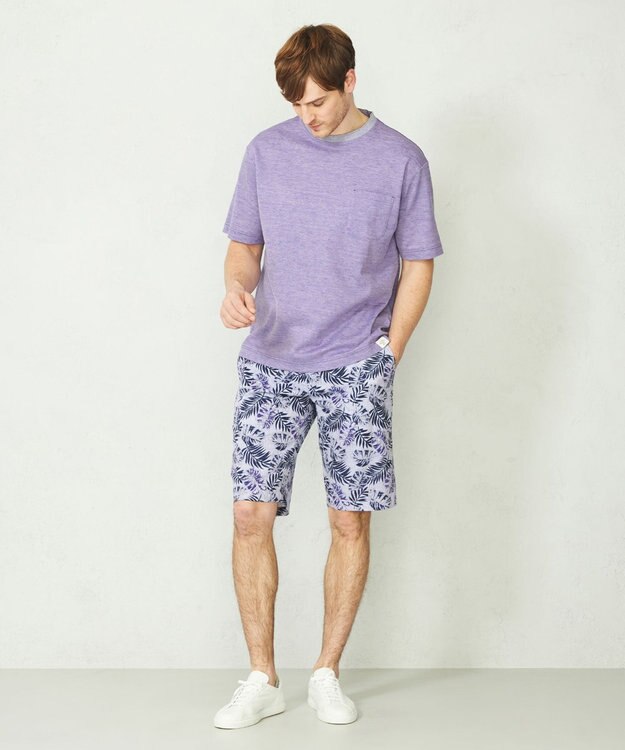 JOSEPH ABBOUD MOUNTAIN 【SPACE／UNISEX】清涼感 リネンハニカム Tシャツ パープル系