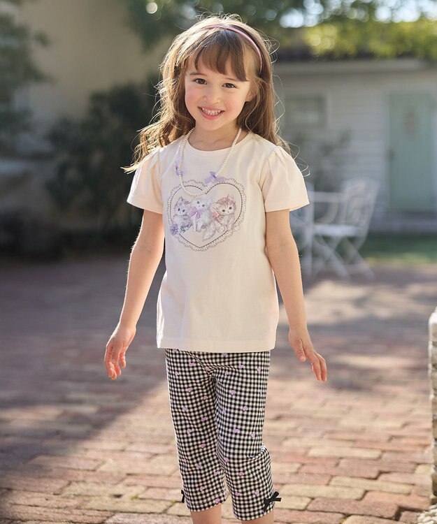 ANY KIDS ネックレス付き ネコTシャツ エクリュ