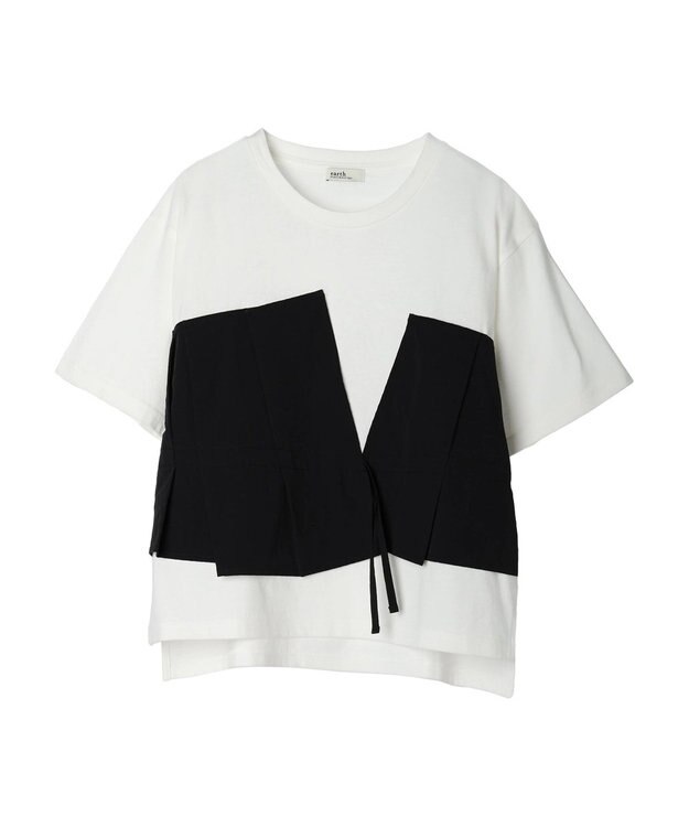 earth music&ecology ビスチェドッキングプルオーバー White×Black