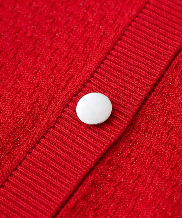 Green Parks スキッパー半袖ニットカーディガン Red