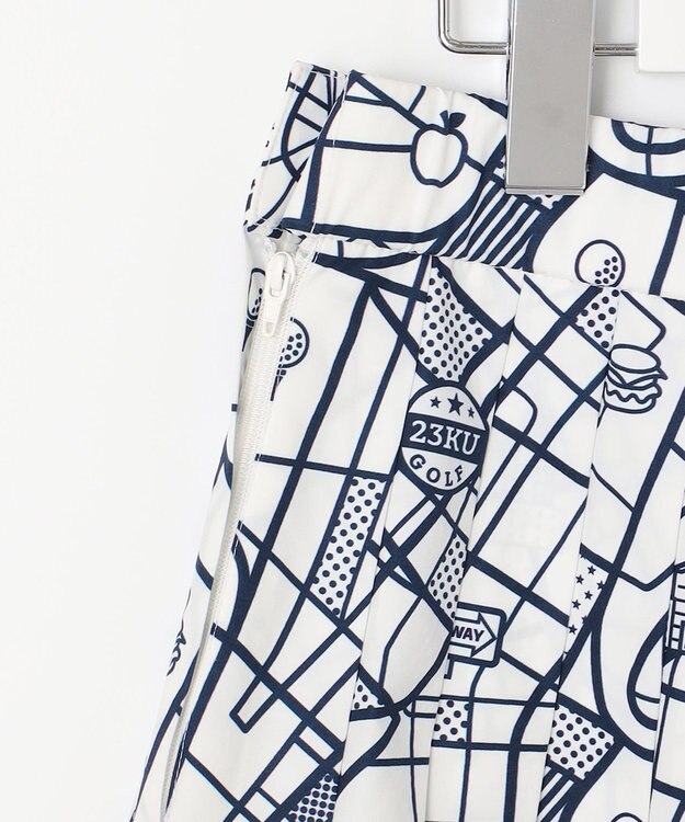 23区GOLF 【WOMEN】ニューヨークマップ柄 プリーツスカート ホワイト系5