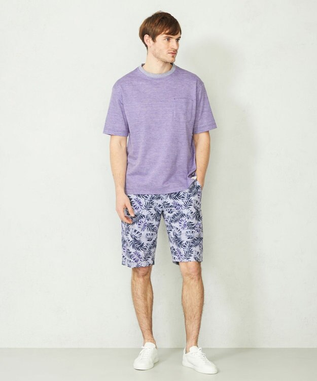 JOSEPH ABBOUD MOUNTAIN 【SPACE／UNISEX】清涼感 リネンハニカム Tシャツ パープル系