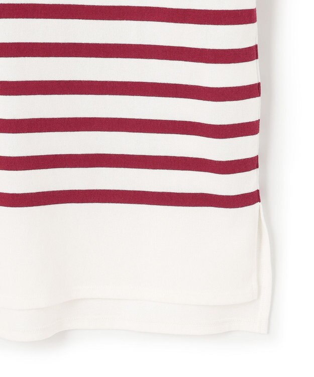 23区 L 【洗える】BUGIS シングルジャージー ボーダー カットソー オフホワイト×レッドボーダー