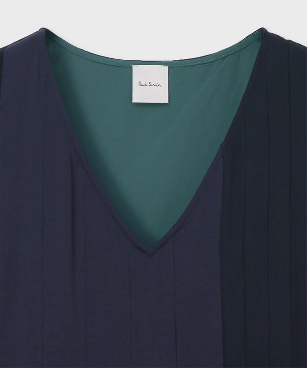 Paul Smith ブロッキング プリーツ ワンピース ネイビー