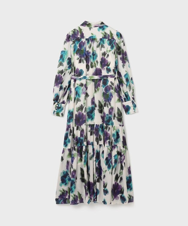 GRACE CONTINENTAL フラワープリントティアードワンピース ホワイト