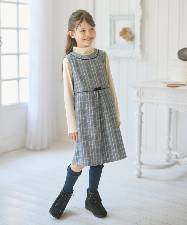 組曲 KIDS 【110-140㎝】グレンチェック ジャンスカ モノトーン