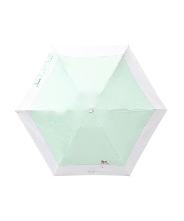 MOONBAT 【 遮光率100％/遮熱/UV/コンパクト】PAUL&JOE ACCESSOIRES(ポール&ジョー) 晴雨兼用日傘 スウィングヌネット ネコ 5段折りたたみ傘 ミントグリーン