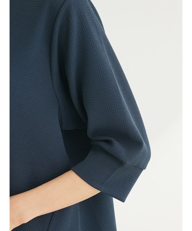 Green Parks ぽこぽこ７分袖カットプルオーバー Navy