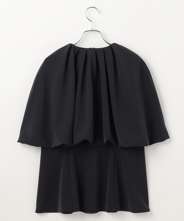 #Newans ＜亀恭子さんコラボ＞取り外し可能ケープ付きペプラムブラウス ネイビー