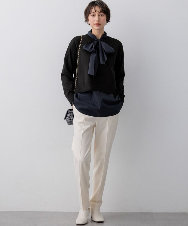 23区 L ニットセットアップ プリーツコンビ ワンピース ブラック系