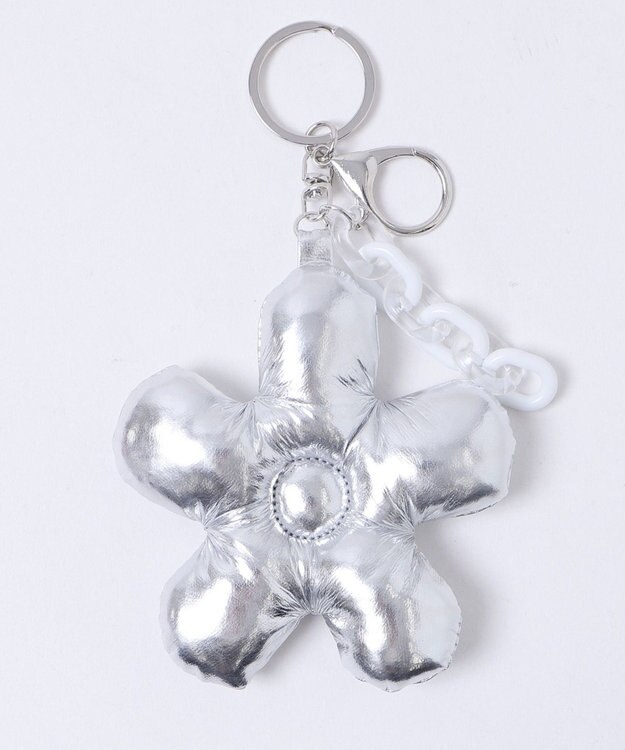WEGO メタリックフラワークッションキーホルダー シルバー