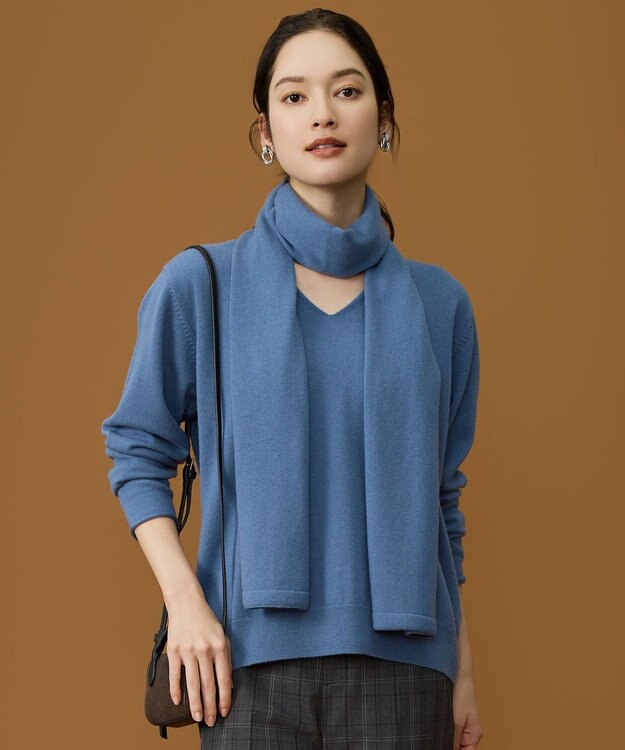 自由区 S 【SHIHOさん着用】ウールハイゲージVネック ニット ターコイズ