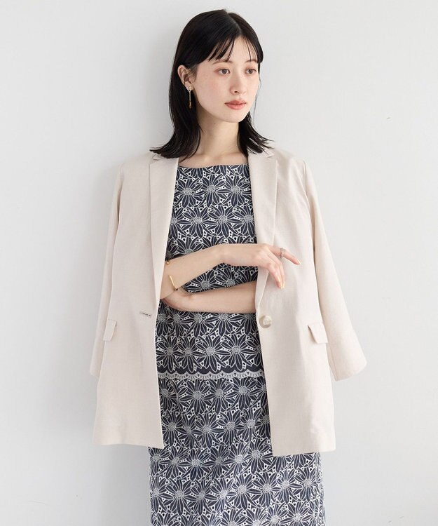 YECCA VECCA マシンウォッシャブルリネンライクジャケット Light Beige