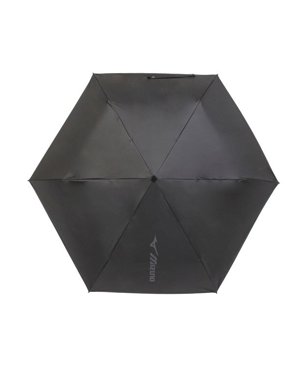 MOONBAT 【WEB限定】MIZUNO  (ミズノ) BIGロゴ 無地 日傘 折りたたみ傘 自動開閉 1プッシュ パラソル 晴雨兼用 軽量 一級遮光 遮熱効果 遮光率100% UV遮蔽100% ブラック