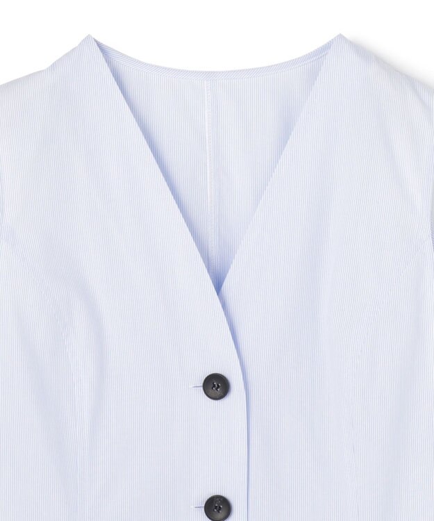 uncrave コットンクロスストライプ ペプラムジレブラウス サックスストライプ