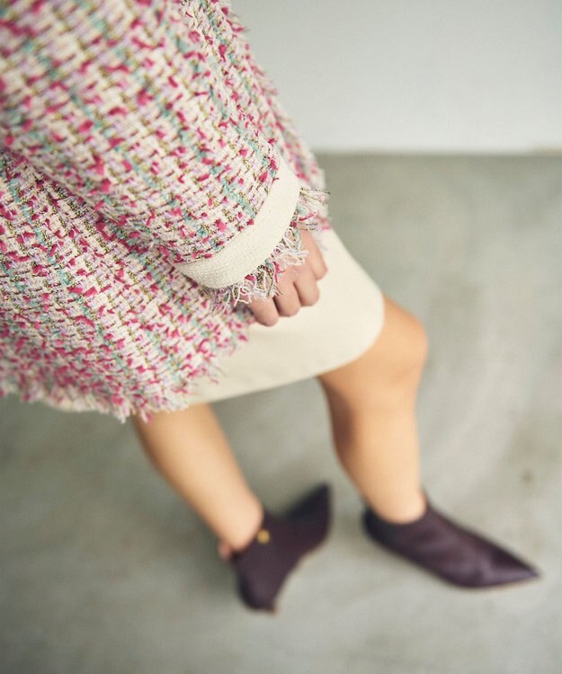 GRACE CONTINENTAL フリンジツイードジャケット ピンク