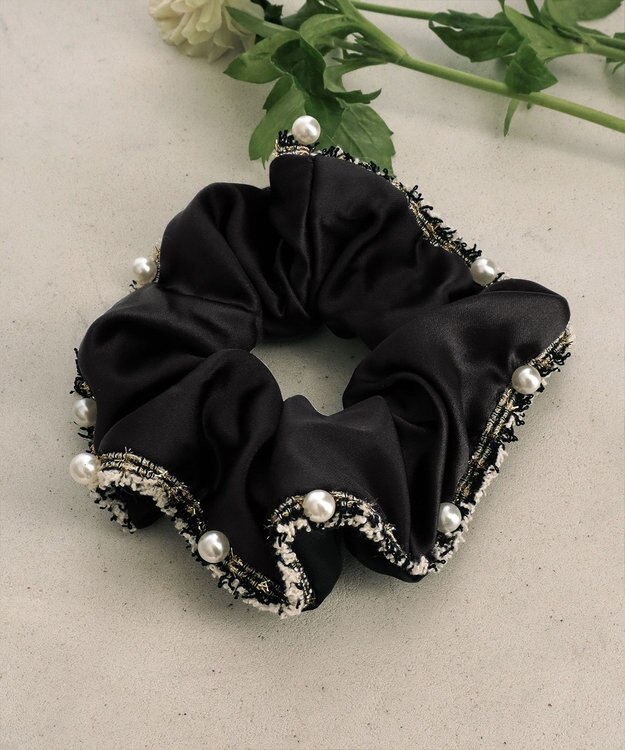 Tiaclasse ツイードフリンジシュシュ ブラック