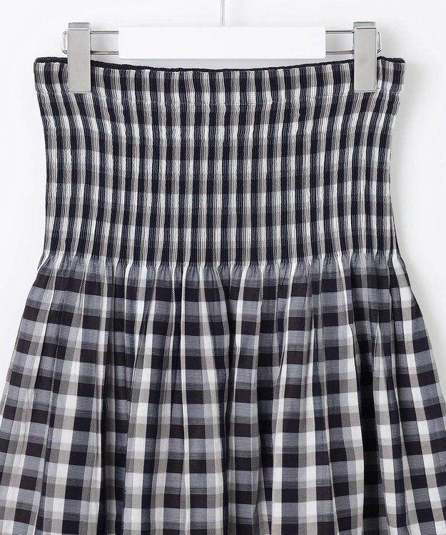 自由区 【WEB限定】キュプラジャカードリバーシブル スカート ネイビーチェック