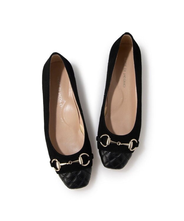 MODE ET JACOMO <MODE ET JACOMO>スクエアビットフラットパンプス ブラックコンビ