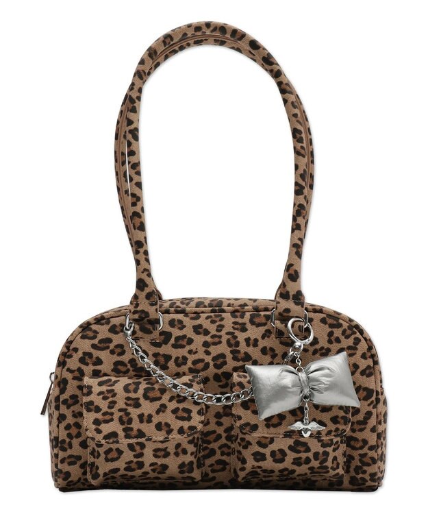 WEGO チャーム付きチェーンボストンバッグ ベージュ