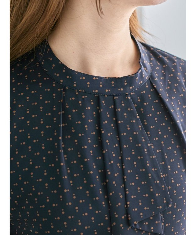 Te chichi パターンアソート5分袖ボウタイブラウス ネイビー