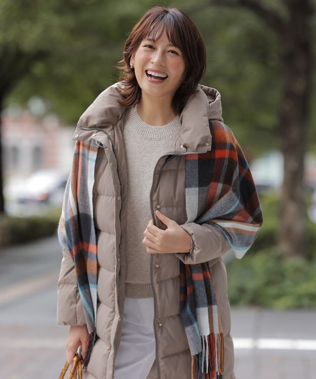 J.PRESS LADIES 【洗える・2way】タフタダウン ロング丈 コート モカ系