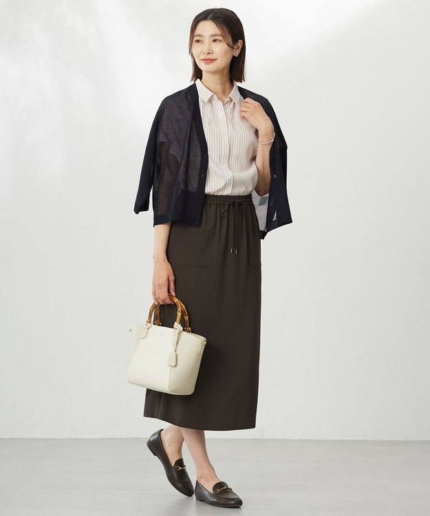 J.PRESS LADIES 【WEB限定カラーあり・洗える】SHEER LIGHT KNIT Vネック カーディガン ネイビー系