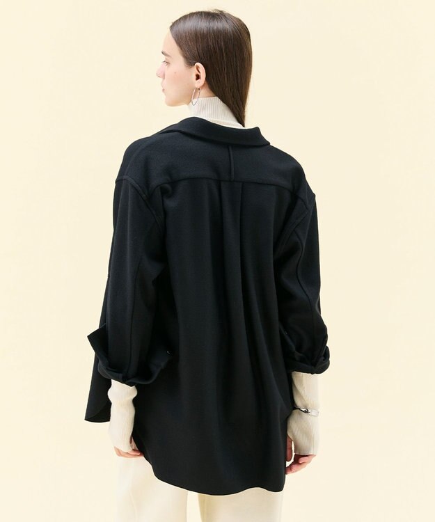 BEIGE， MONTAIGNE / ウールオーバーサイズシャツ Black