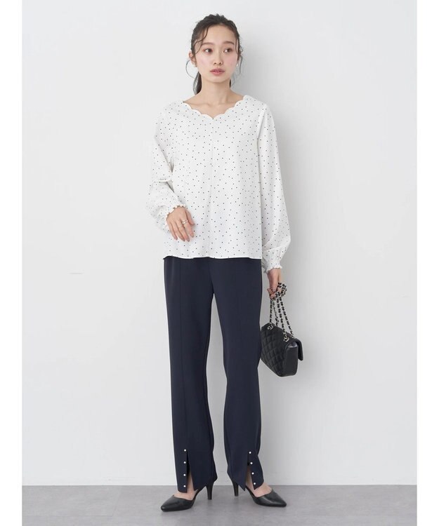 earth music&ecology スカラップブラウス Dot