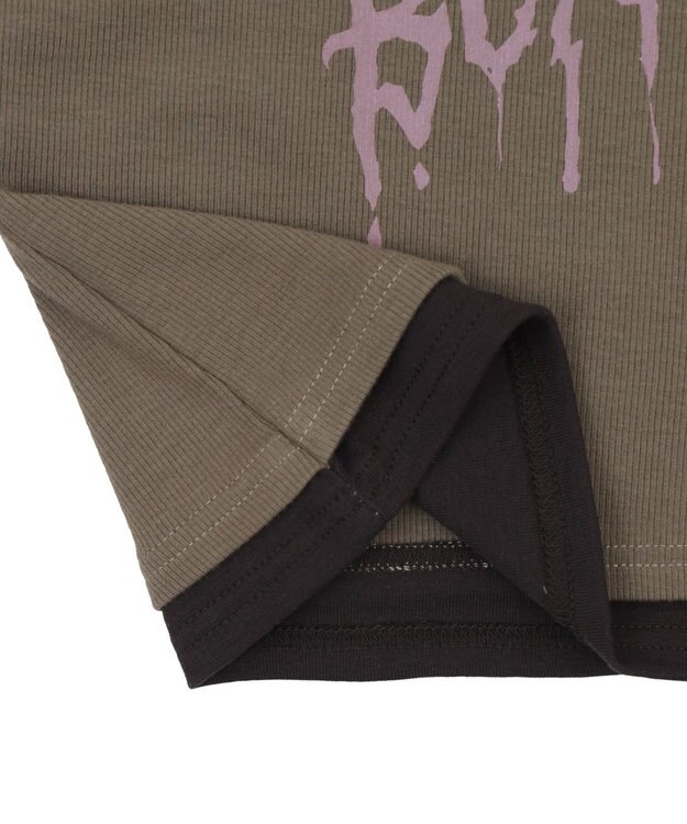 WEGO レイヤードドッキンググラフィックT カーキ