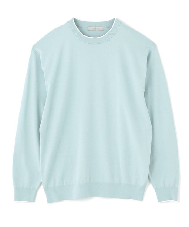 UNFILO MENS スタイリッシュ ニット プルオーバー スモーキーグリーン