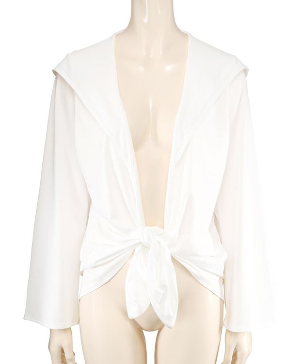 San-ai Resort（三愛水着楽園） 【UPF50＋】【吸水速乾】フーディ羽織り　M　　【San-ai Resort（サンアイリゾート）】 ホワイト