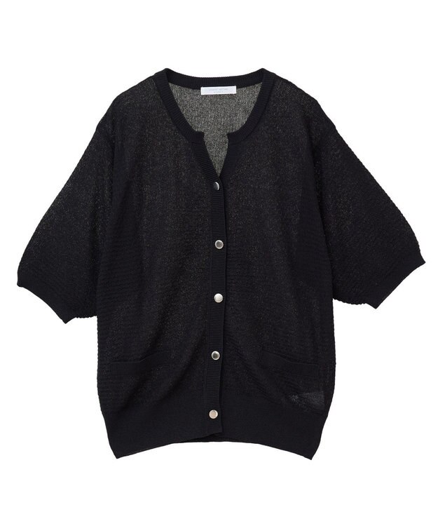 Green Parks スキッパー半袖ニットカーディガン Black