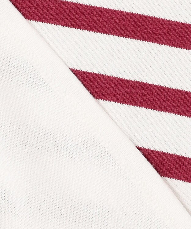 23区 L 【洗える】BUGIS シングルジャージー ボーダー カットソー オフホワイト×レッドボーダー