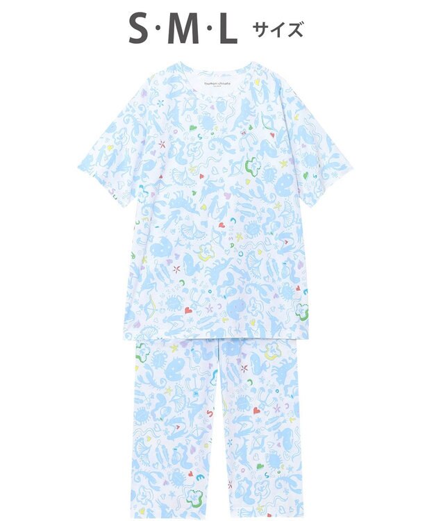 tsumori chisato SLEEP ツモリチサト パジャマ 5分袖 半袖 8分丈 レディース UDT166 /ワコール サックス