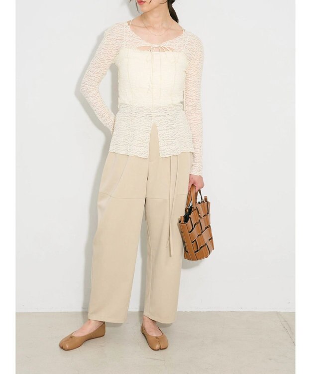 Green Parks デザイン切替カーブパンツ Beige