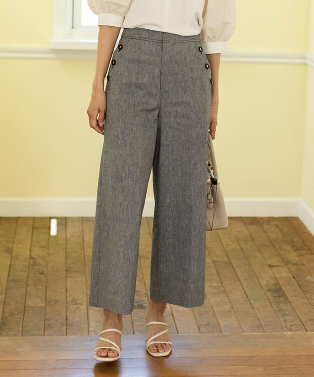 ANY SIS 【洗える】シャンブレーマリン パンツ シャンブレーネイビー