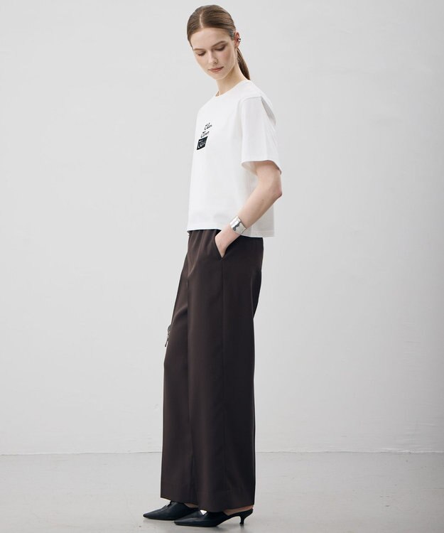 ICB L 【CLASSY.掲載・新色追加・WEB限定カラーあり】FluidBackSatin ワイドパンツ ダークブラウン