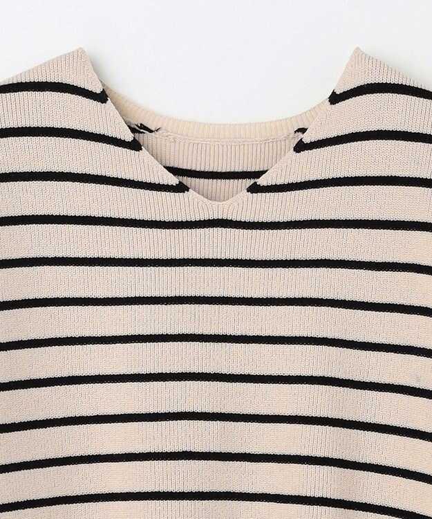 ANY 【8色展開】Vネックデイリーニット ベージュ×ブラック