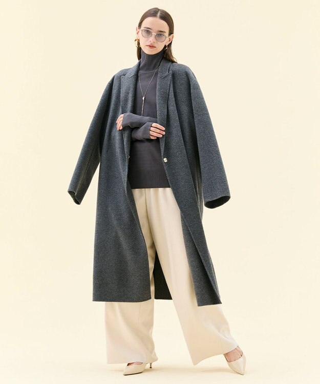 BEIGE， 【洗える】WILLOW / サムホールハイネックニット Warm Gray