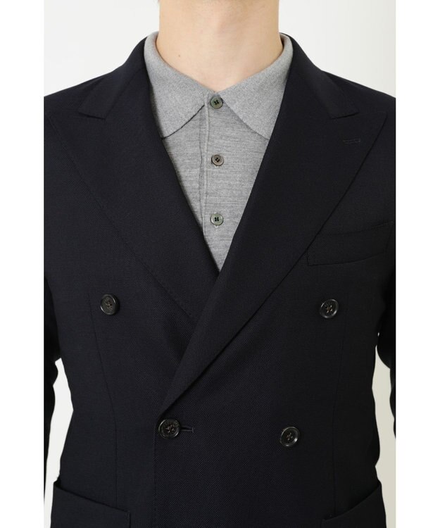 DAKS ストレッチダブルジャケット ネイビー