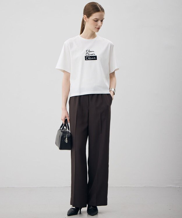 ICB L 【CLASSY.掲載・新色追加・WEB限定カラーあり】FluidBackSatin ワイドパンツ ダークブラウン
