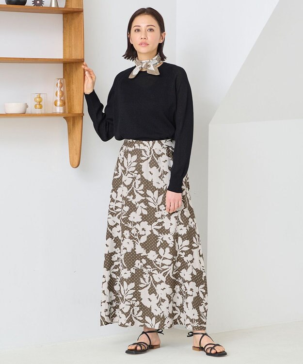 自由区 【XSサイズ～/洗える】ペーパーブレンド ニット ブラック系