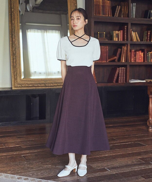 earth music&ecology バックレースアップスカート Dark Brown