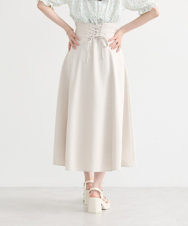 earth music&ecology バックレースアップスカート Light Beige