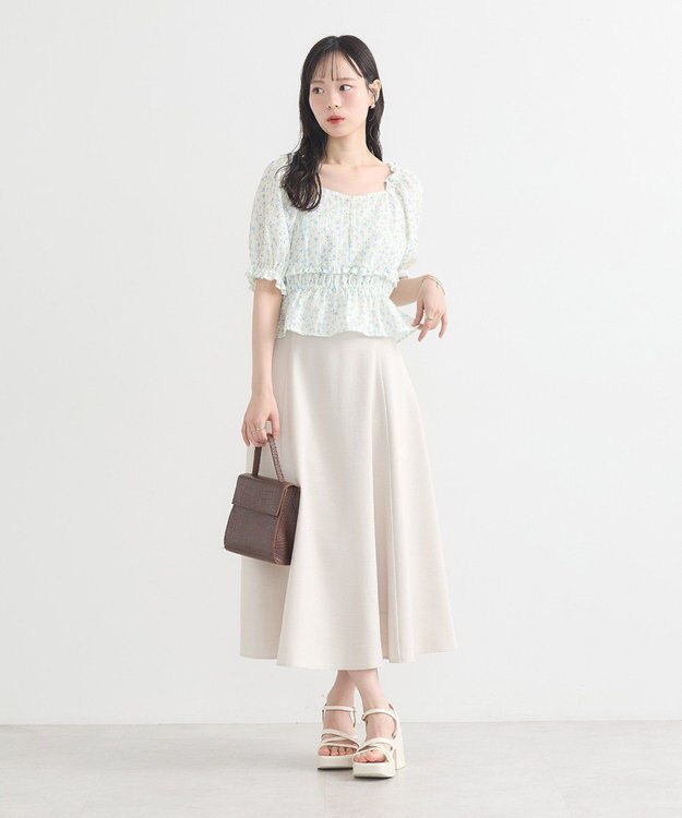 earth music&ecology バックレースアップスカート Light Beige