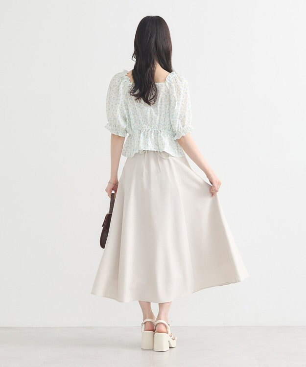 earth music&ecology バックレースアップスカート Light Beige