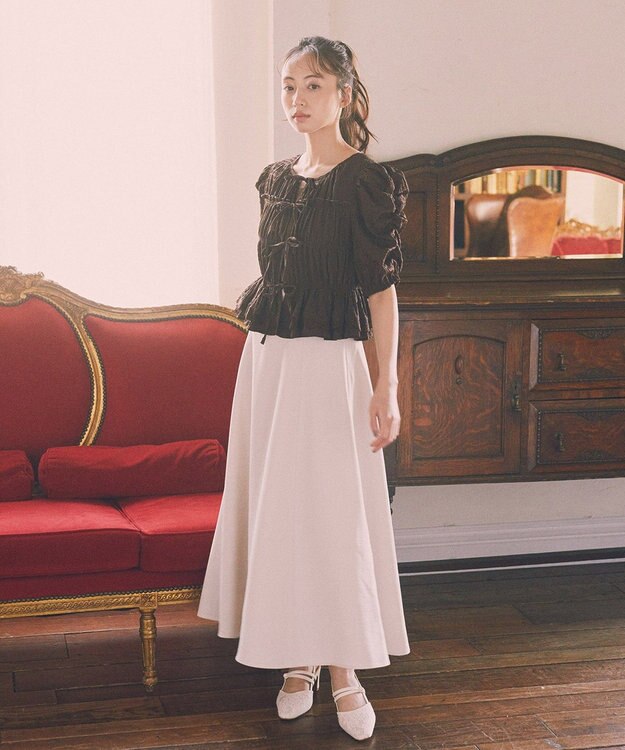 earth music&ecology バックレースアップスカート Light Beige